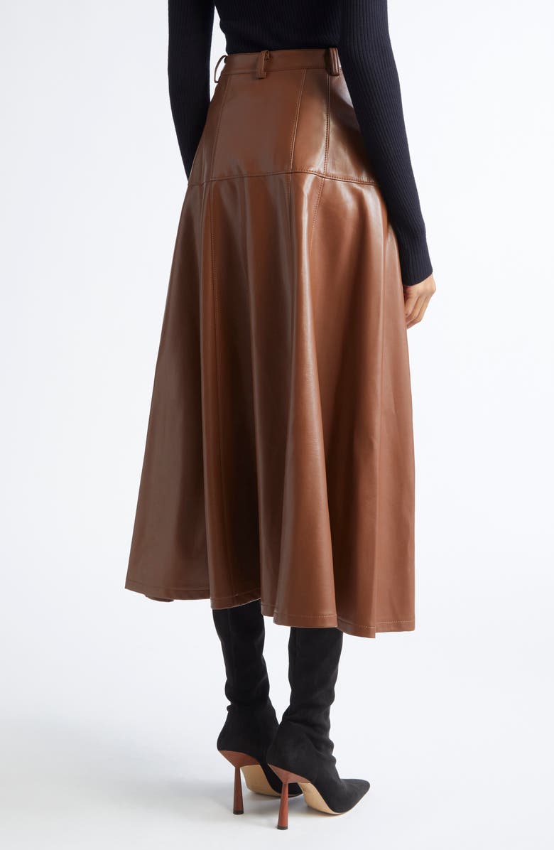 Cinq à Sept Veena Faux Leather Skirt, Alternate, color, Dark Sepia