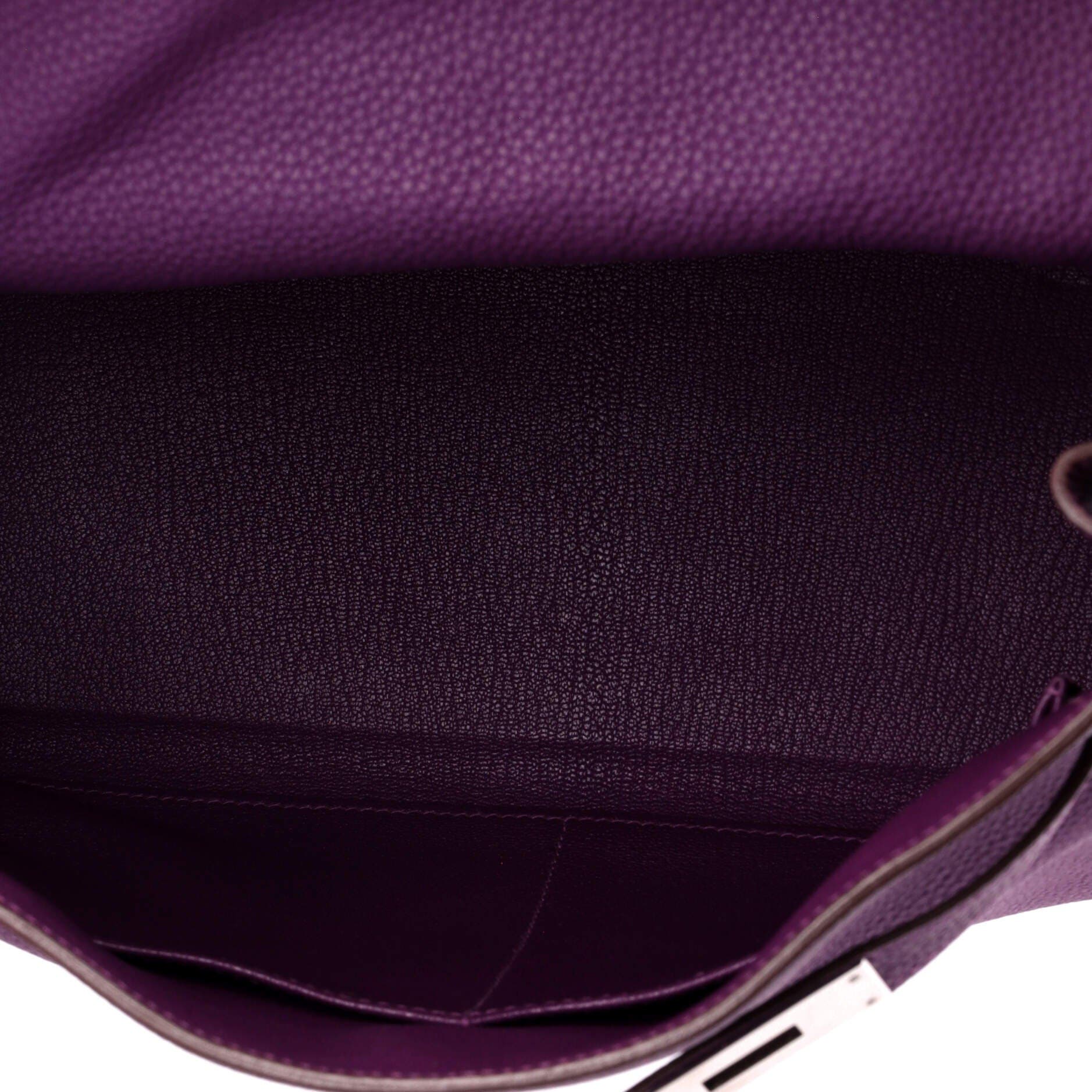 Pre-Owned Hermes Kelly Handbag Purple Togo with Palladium Hardware 32, Alternate, color, Anemone