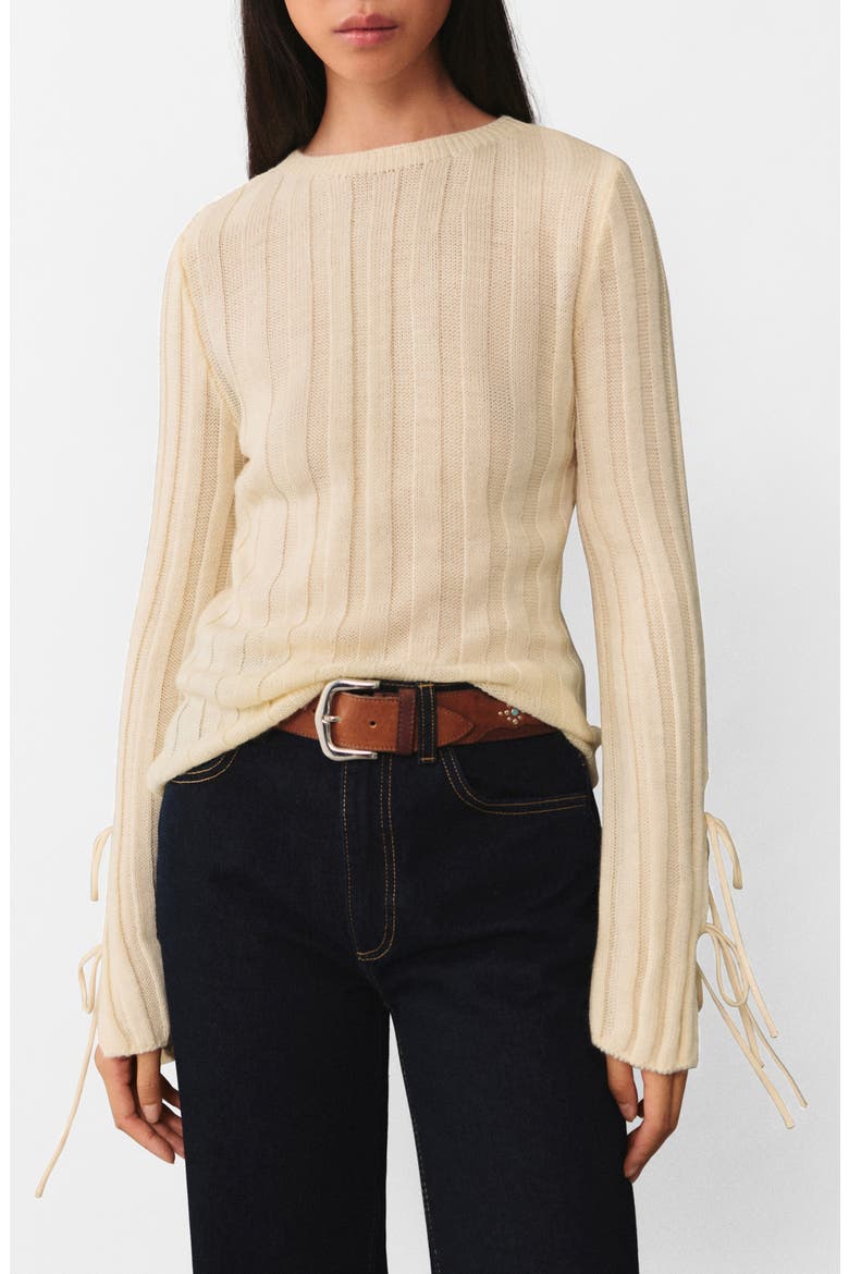 Bow Cuff Rib Sweater, Main, color, ECRU