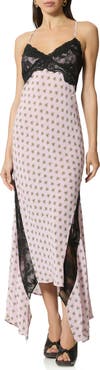 AFRM Vince Crocus Scarf Print Lace Detail Slipdress