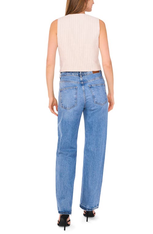 Shop Vince Camuto Pinstripe Cotton & Linen Vest In Almond