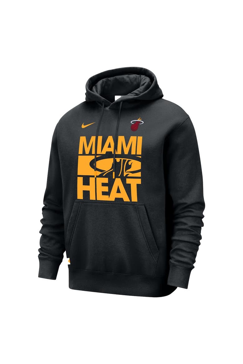Men's Nike Black Miami Heat Courtside Club Pullover Hoodie, Alternate, color, Black