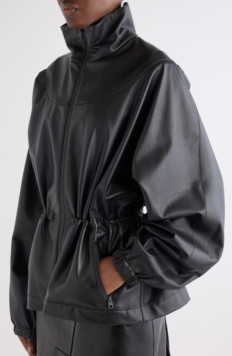 Givenchy Gathered Leather Jacket, Alternate, color, Black