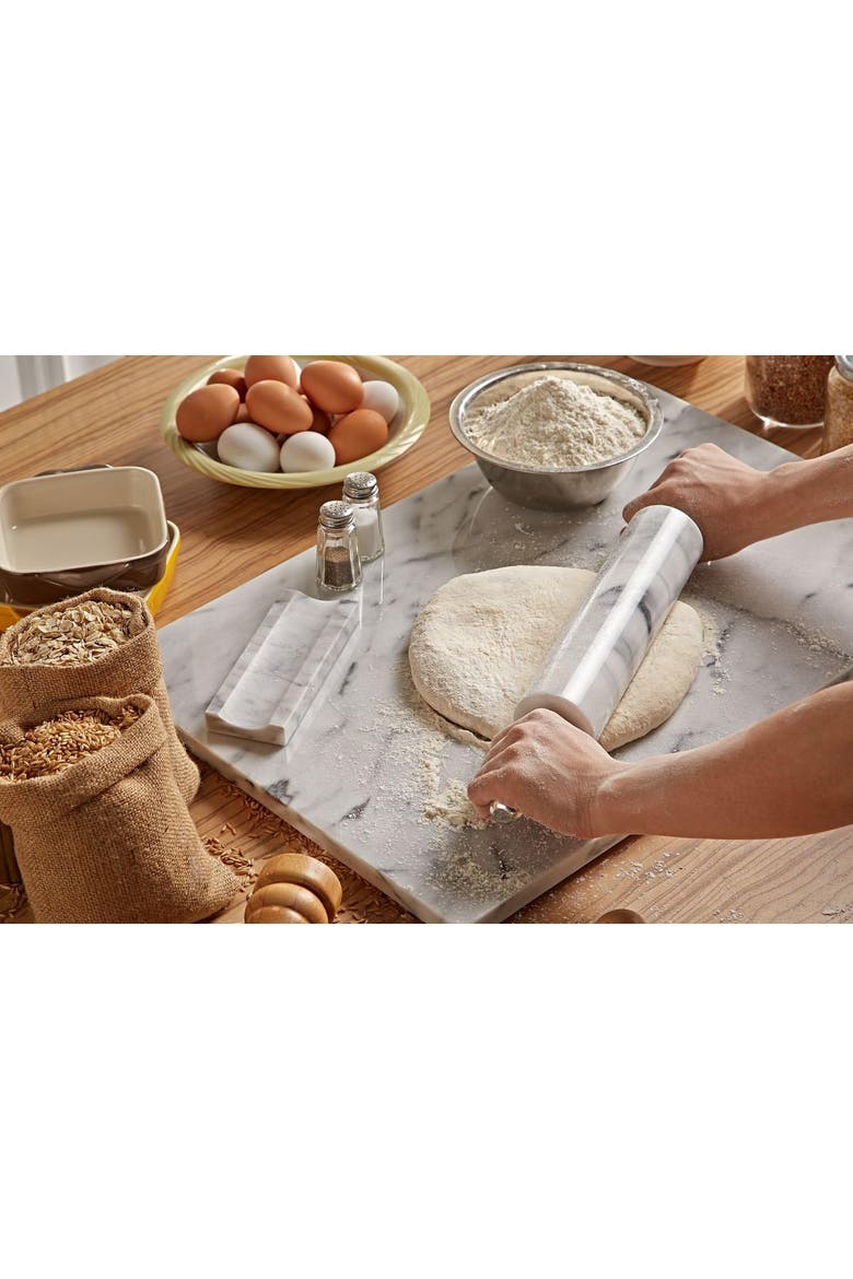 Artifacts Marble Rolling Pin with Aluminum Handles, Alternate, color, White Matte