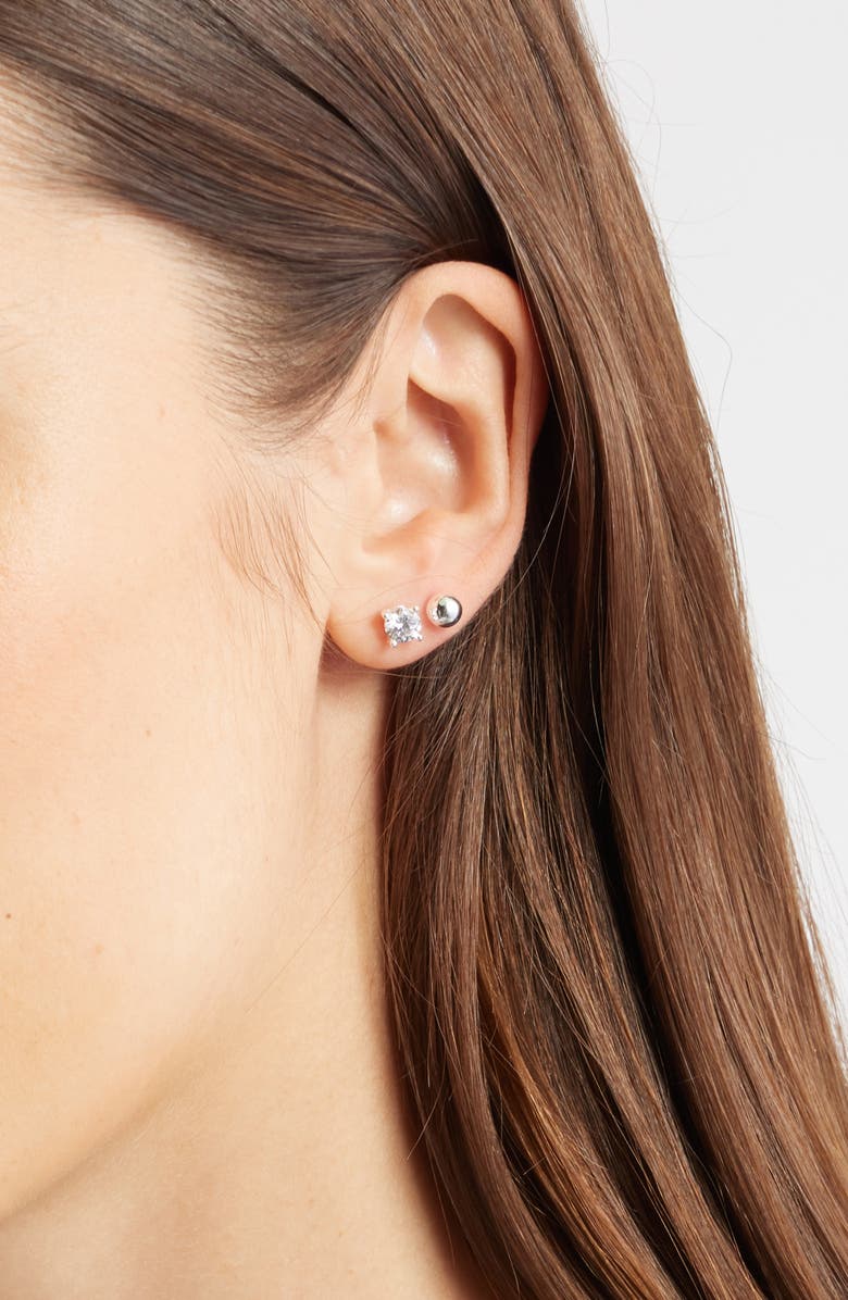 Nordstrom Set of 4 Demi Fine Essentials Stud & Hugging Hoop Earrings, Alternate, color,