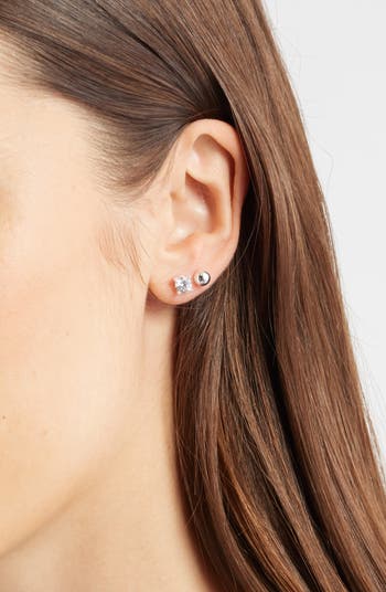 Set of 4 Demi Fine Essentials Stud & Hugging Hoop Earrings