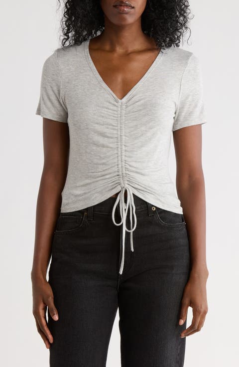 Drawstring Ruched Front Top