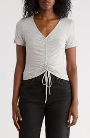 matty m. Drawstring Ruched Front Top