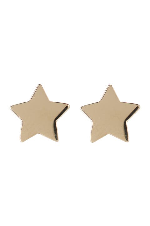 14K Yellow Gold Star Earrings