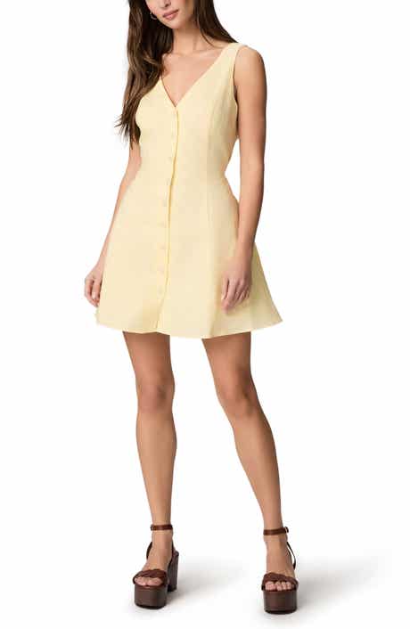 Raye Linen & Cotton Button-Up Fit & Flare Minidress
