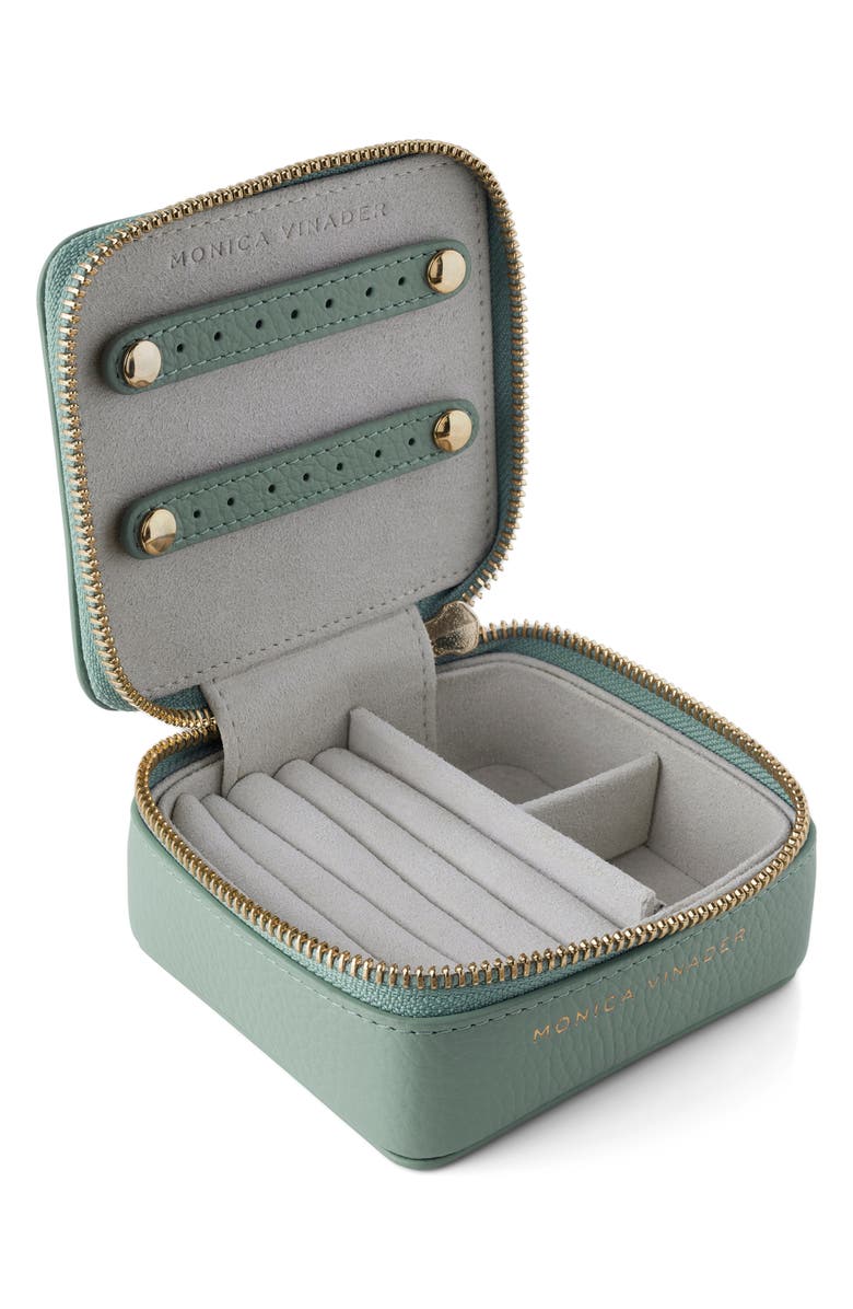 Monica Vinader Leather Jewelry Box, Alternate, color, Sage
