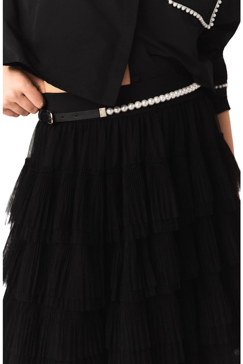 Tulle midi skirt, Alternate, color, BLACK
