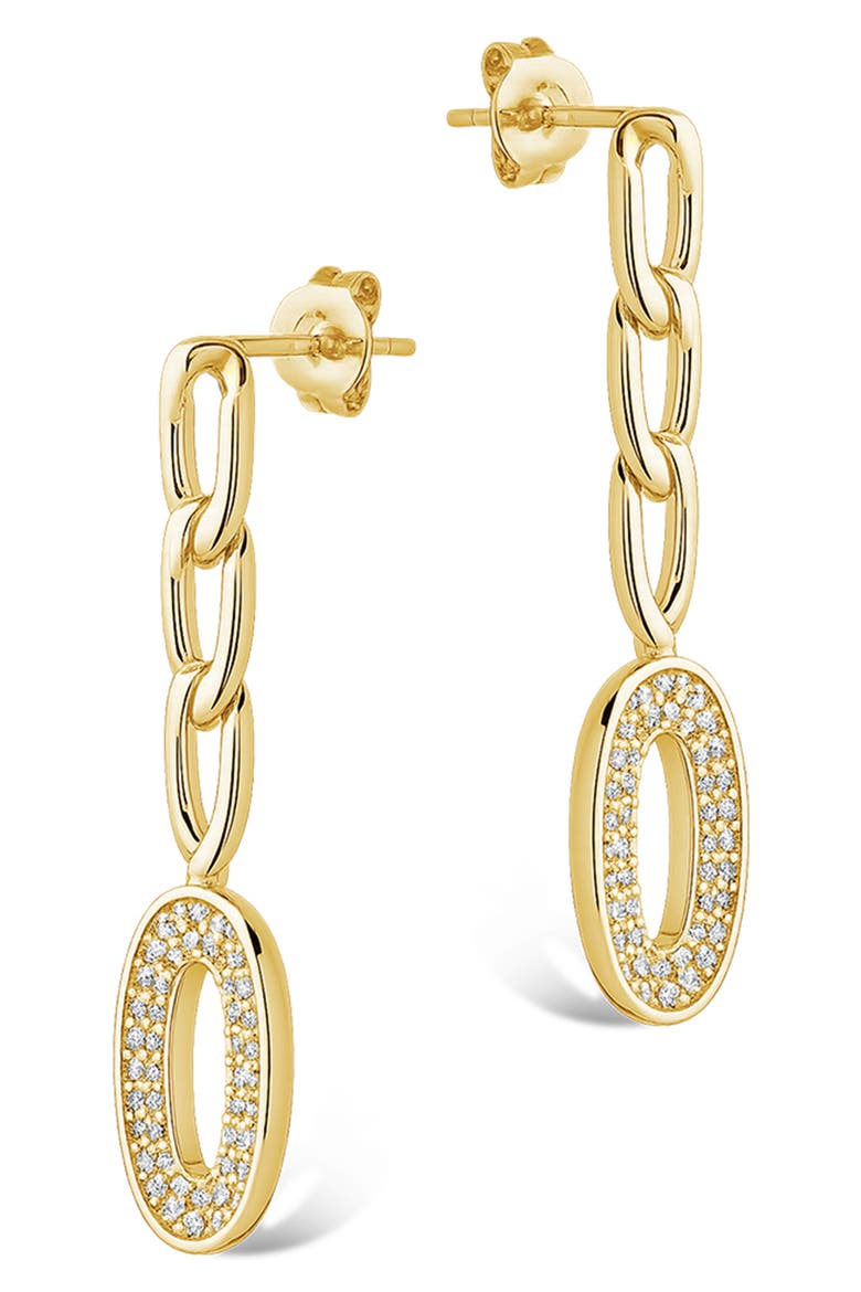 Sunburst Cubic Zirconia Chain Drop Earrings, Alternate, color, GOLD