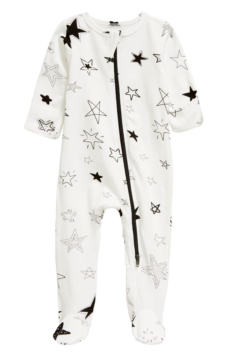 Norani Stars Stretch Organic Cotton Footie, Main, color, 