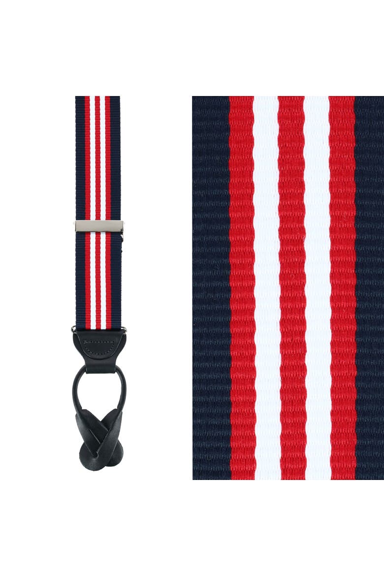 Sumner 35mm Grosgrain Weave Striped Button End Suspenders, Main, color, Patriotic Stripe