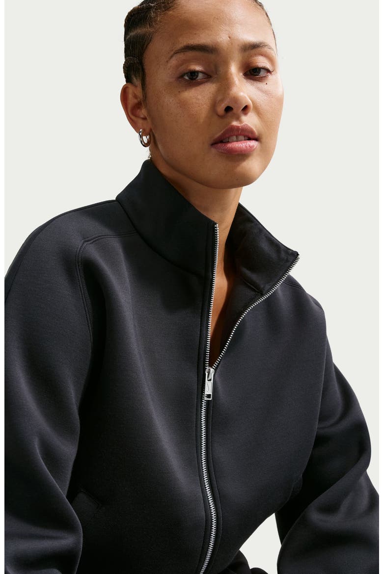Pregame Fleece Oversized Track Jacket, Alternate, color, 010 BLACK/BLACK