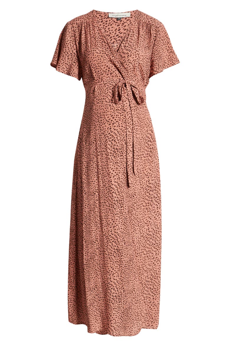 Maternity Wrap Dress, Alternate, color, RUST