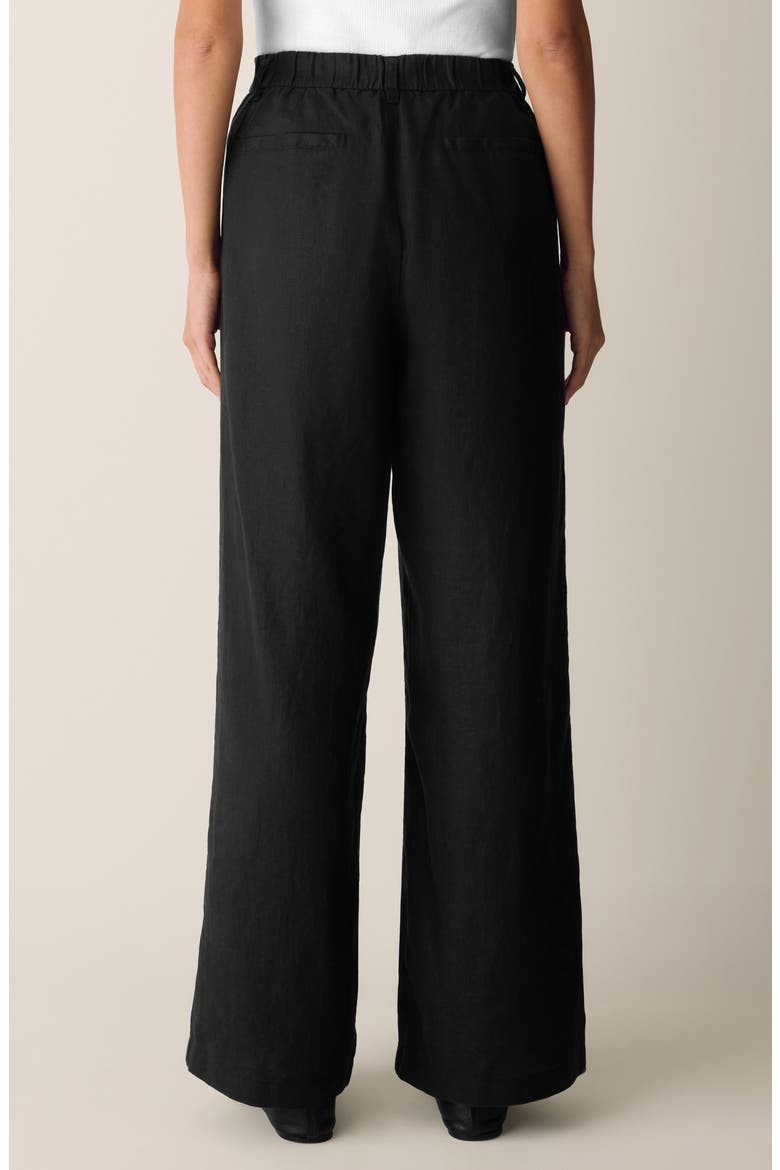High Waist Organic Linen Pants, Alternate, color, BLACK