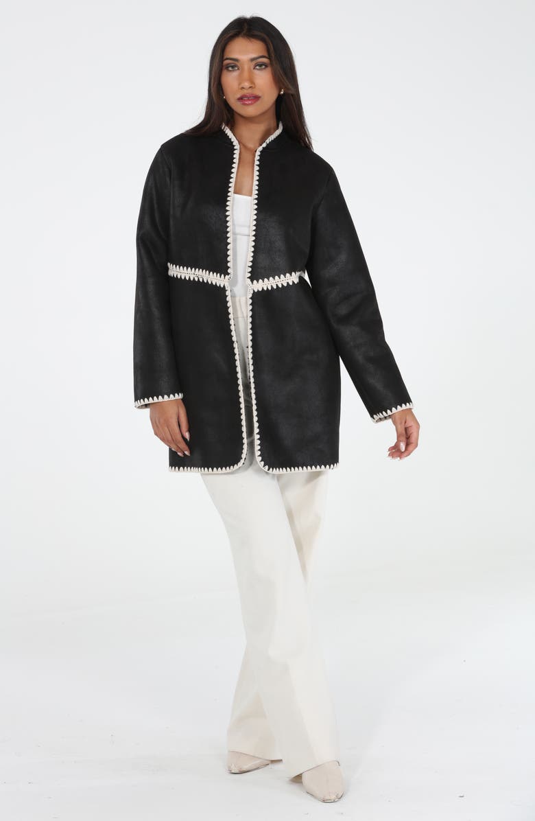 RAIN AND ROSE Water Resistant Faux Suede Coat, Alternate, color, Black