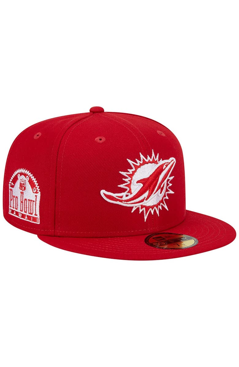 New Era Men's New Era Scarlet Miami Dolphins 1993 Hawaii Pro Bowl Main Patch 59FIFTY Fitted Hat, Main, color, Scarlet