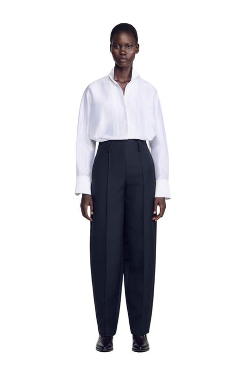 Barrel-leg Tweed Trousers