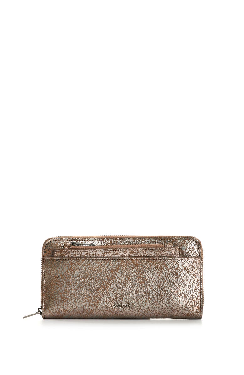 Velez Folia Leather Checkbook Wallet, Main, color, Silver