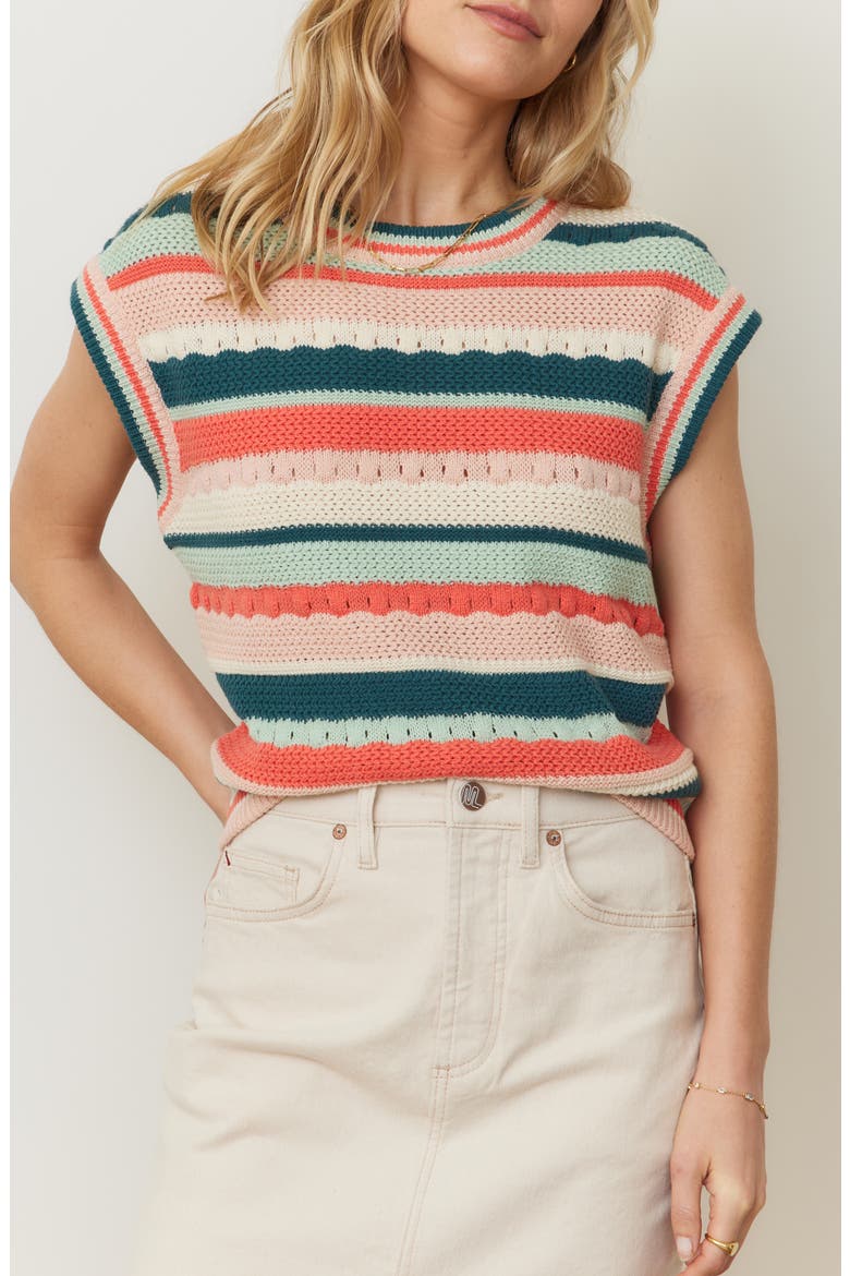 Rory Stripe Open Knit Sweater Vest, Main, color, MULTI STRIPE