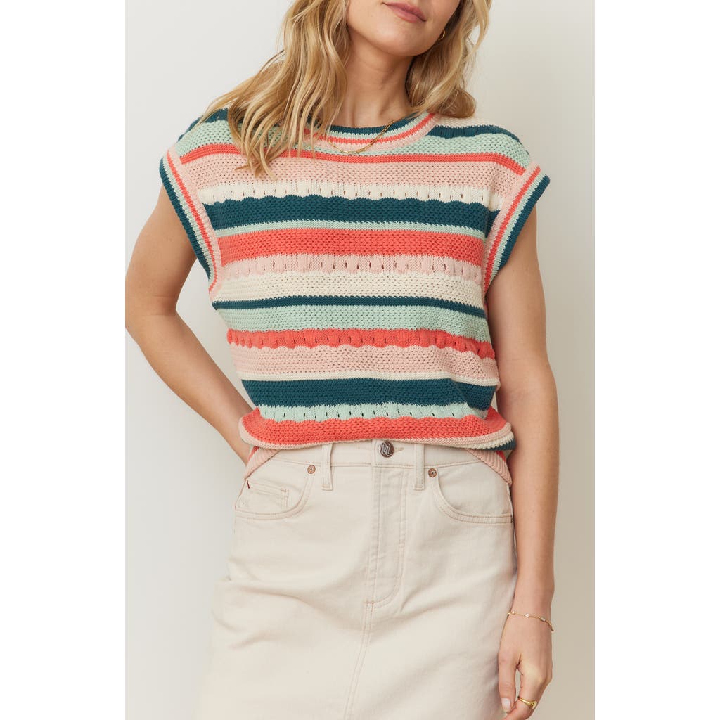 MARINE LAYER MARINE LAYER RORY STRIPE OPEN KNIT SWEATER VEST