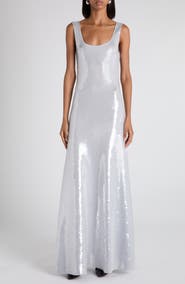 Bottega Veneta Scoop Neck Sleeveless Sequin Gown
