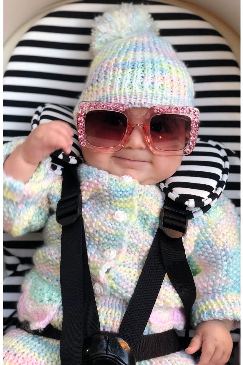 Bella Crystal Frame Sunglasses, Alternate, color, PINK