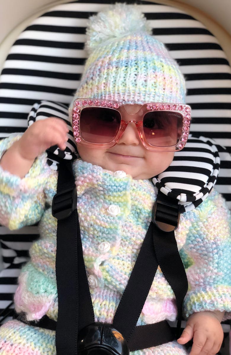 GlamBaby Bella Crystal Frame Sunglasses, Alternate, color, Pink