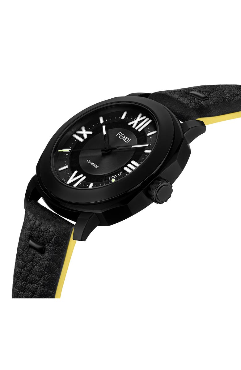 Fendi Selleria Leather Strap Automatic Watch, 42mm, Alternate, color, 