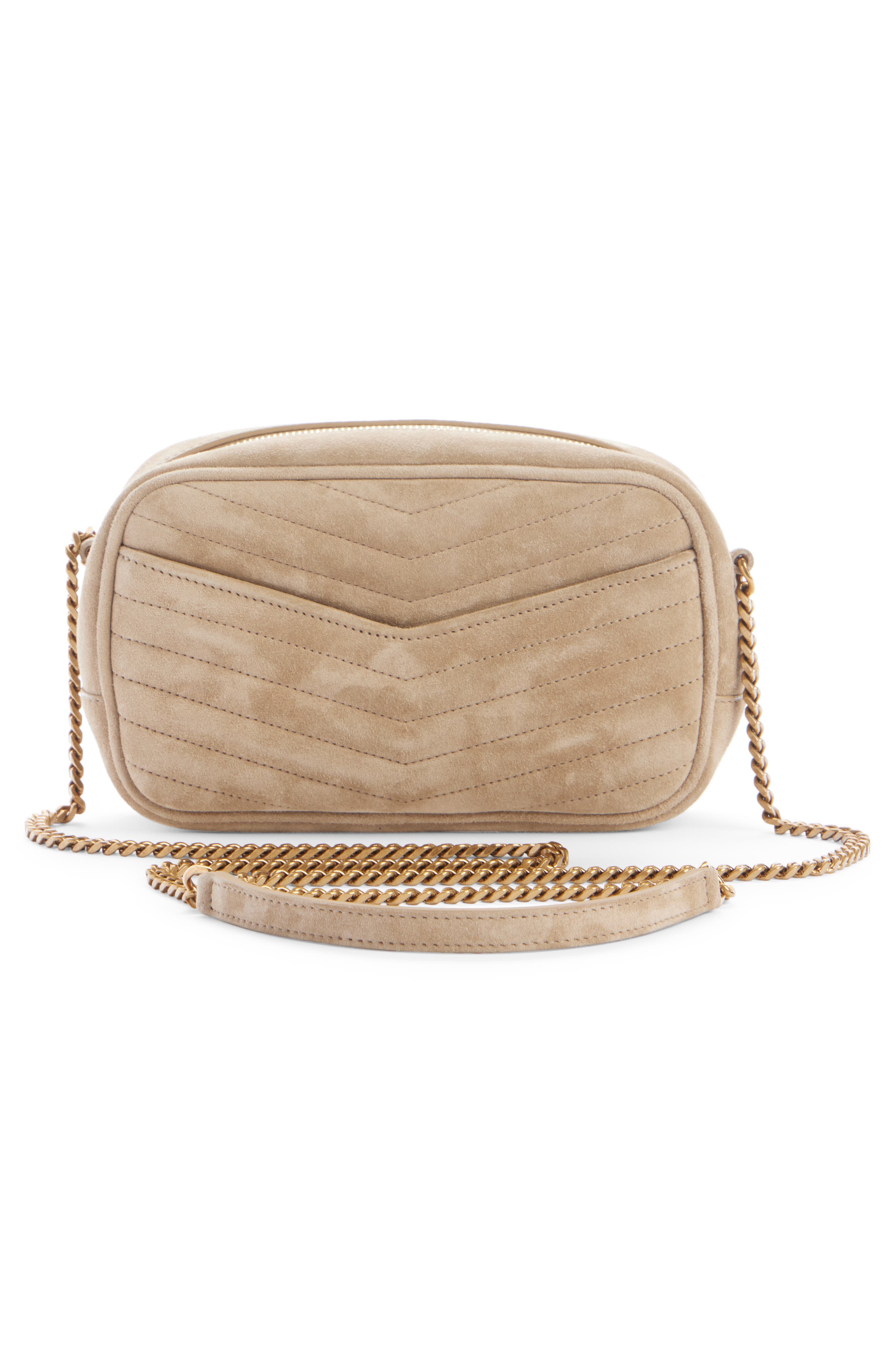 Saint Laurent Mini Lou Matelassé Suede Camera Bag, Alternate, color, 