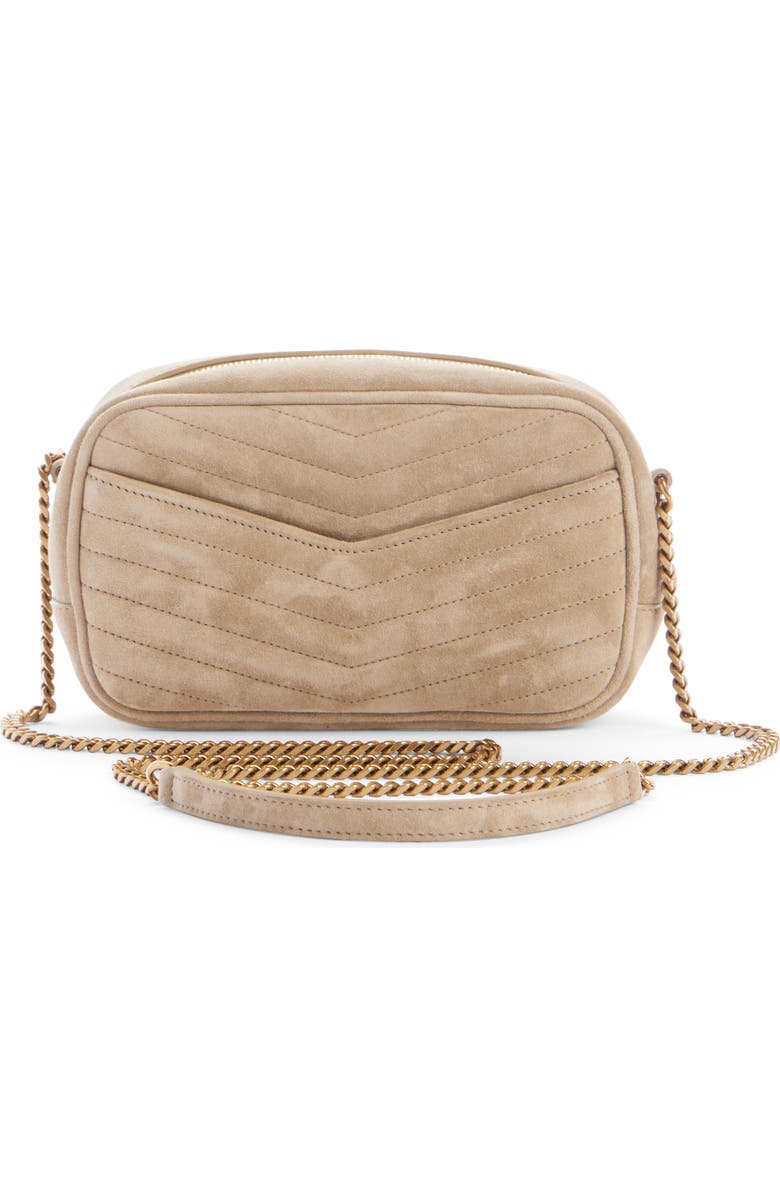 Saint Laurent Mini Lou Matelassé Suede Camera Bag, Alternate, color,