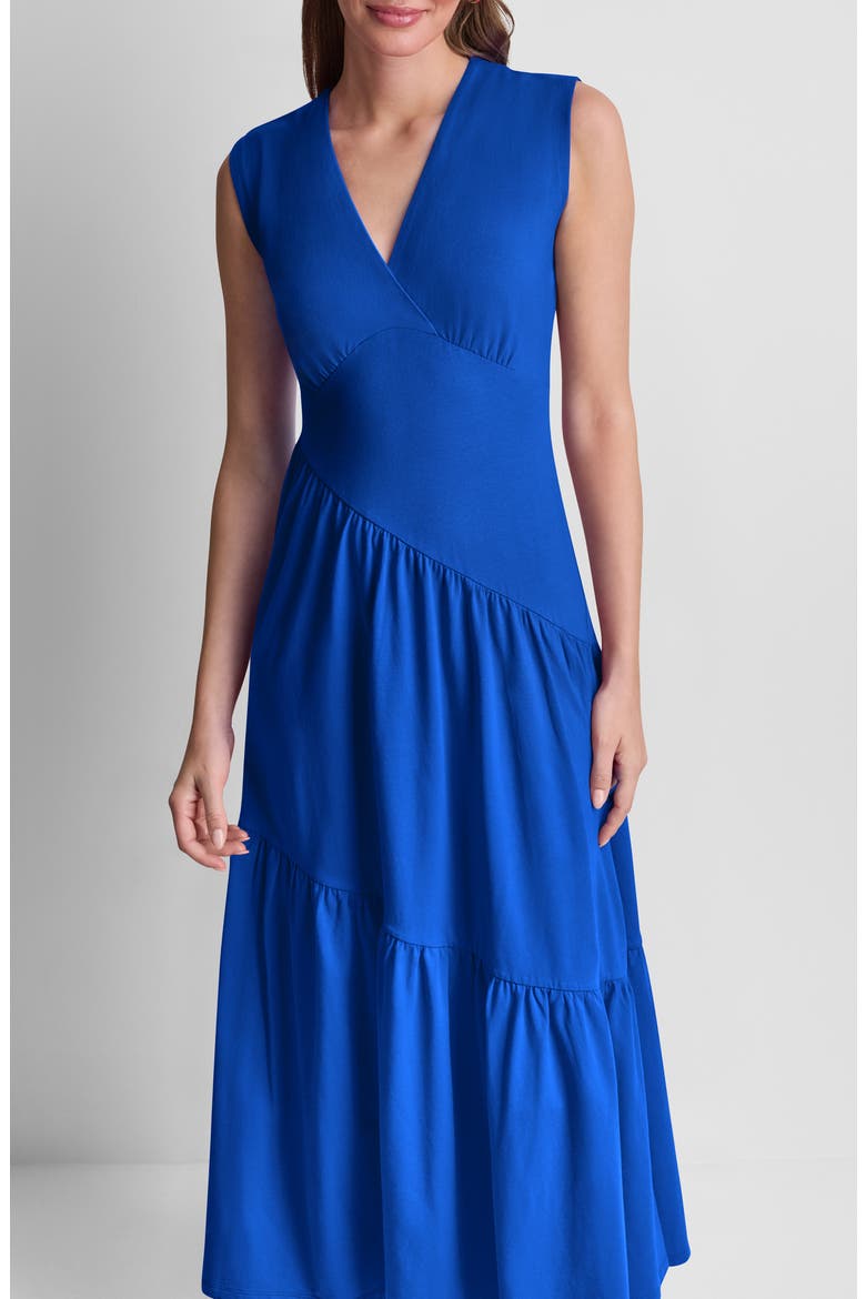 dkny tiered stretch cotton maxi dress DKNY Women's A-Line Tiered Maxi Dress in Indigo