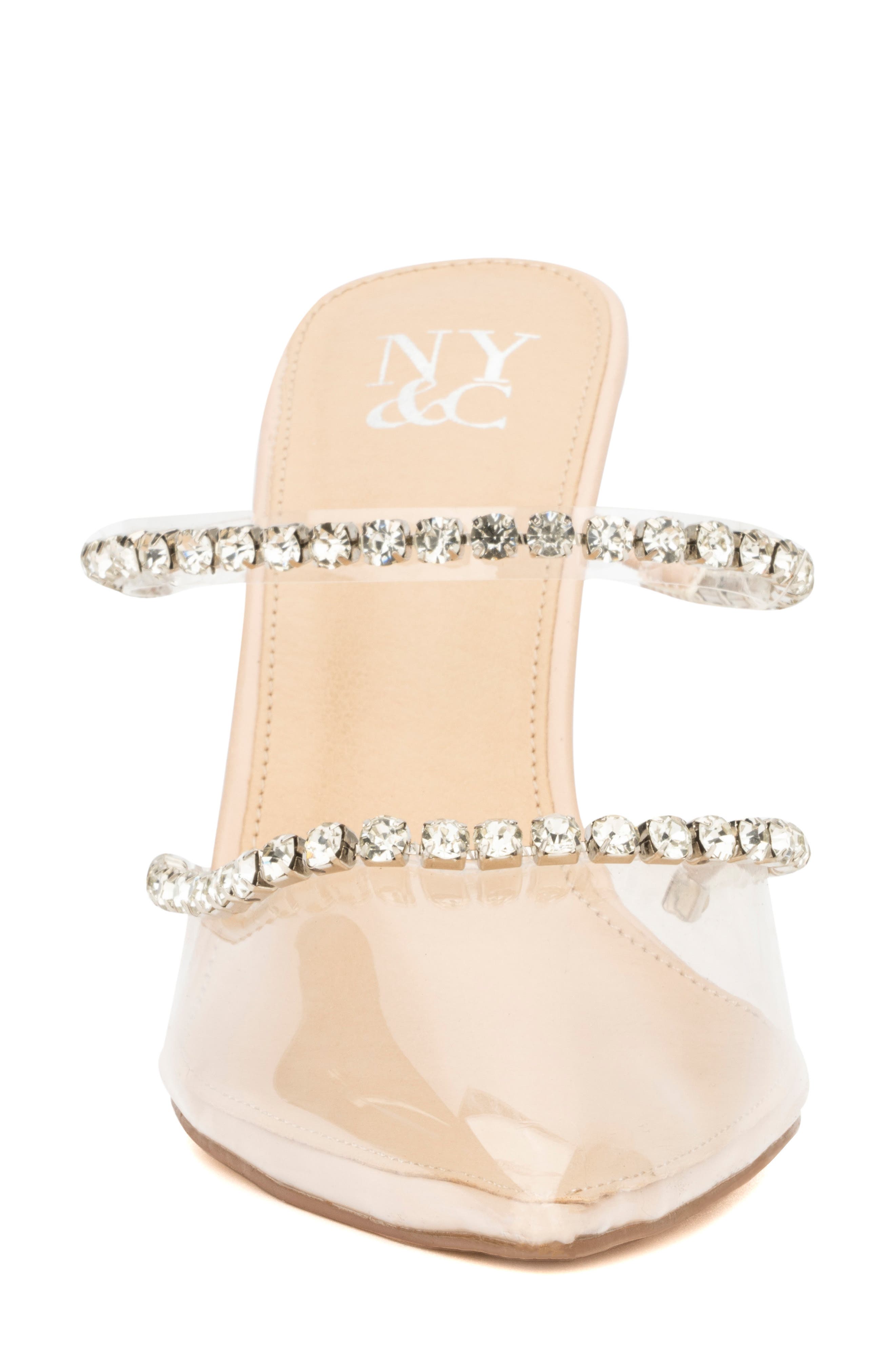 NEW YORK AND COMPANY Fatima Crystal Embellished Lucite Pump, Alternate, color, Nude