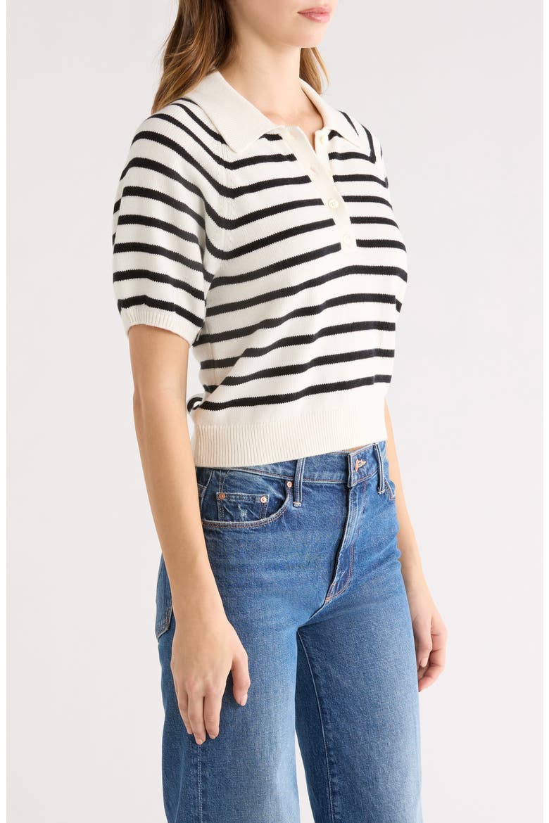 Birch Stripe Organic Cotton & Silk Blend Sweater, Alternate, color, ANTIQUE WHITE/ BLACK