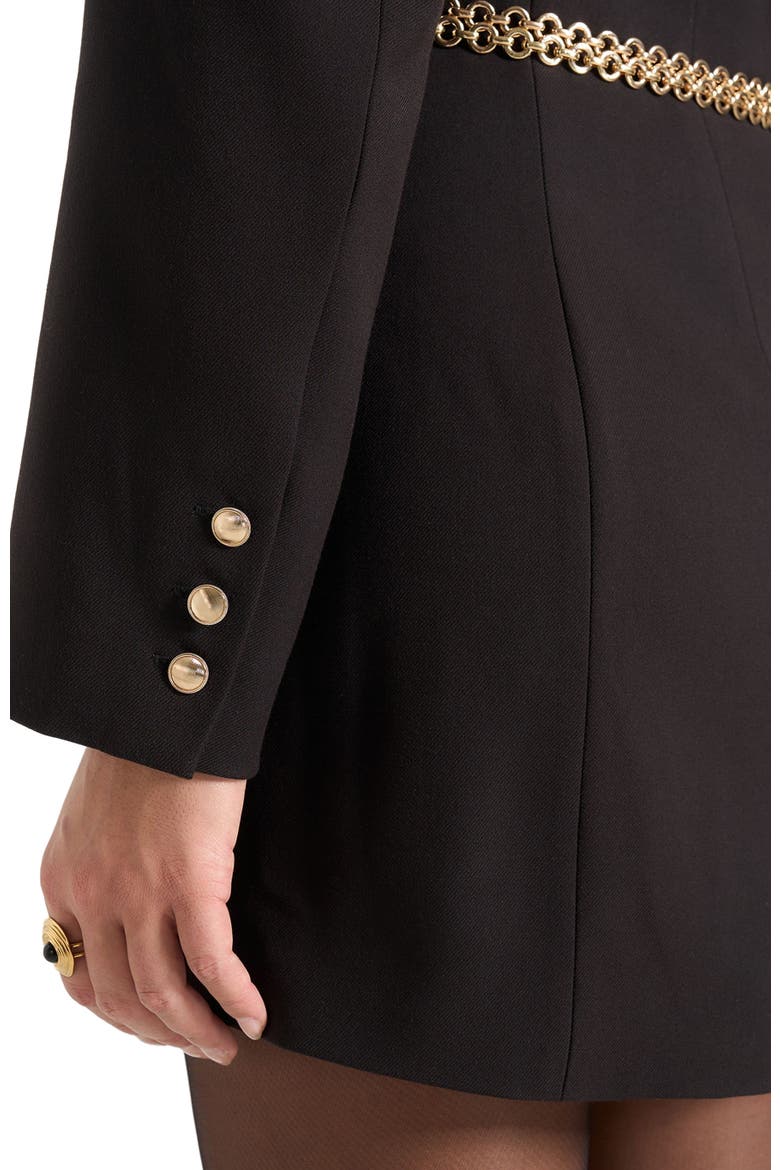 Zara Double Breasted Blazer Dress With Chain, Alternate, color, Black