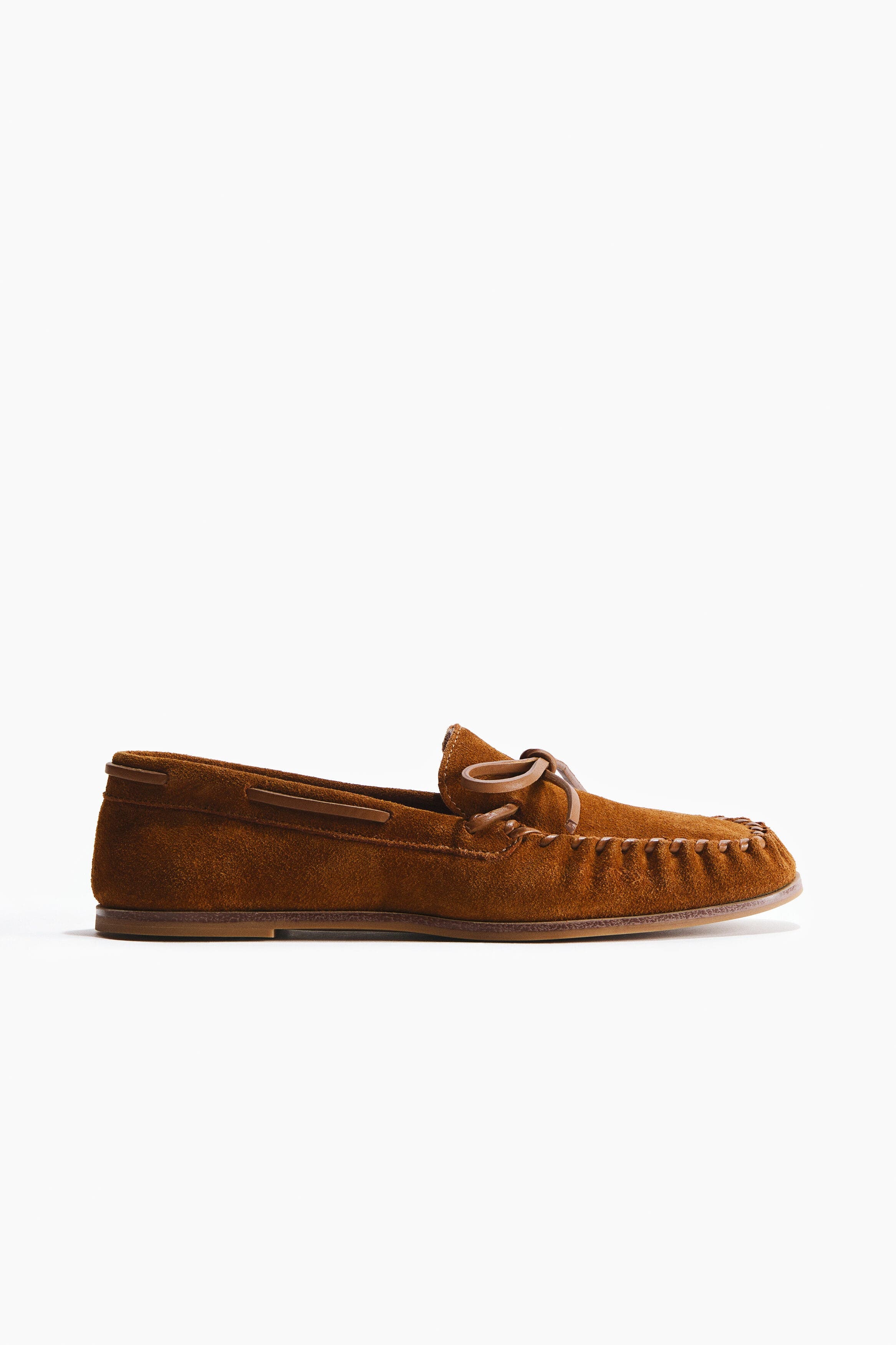 H&M Split Suede Loafers, Main, color, Light Brown