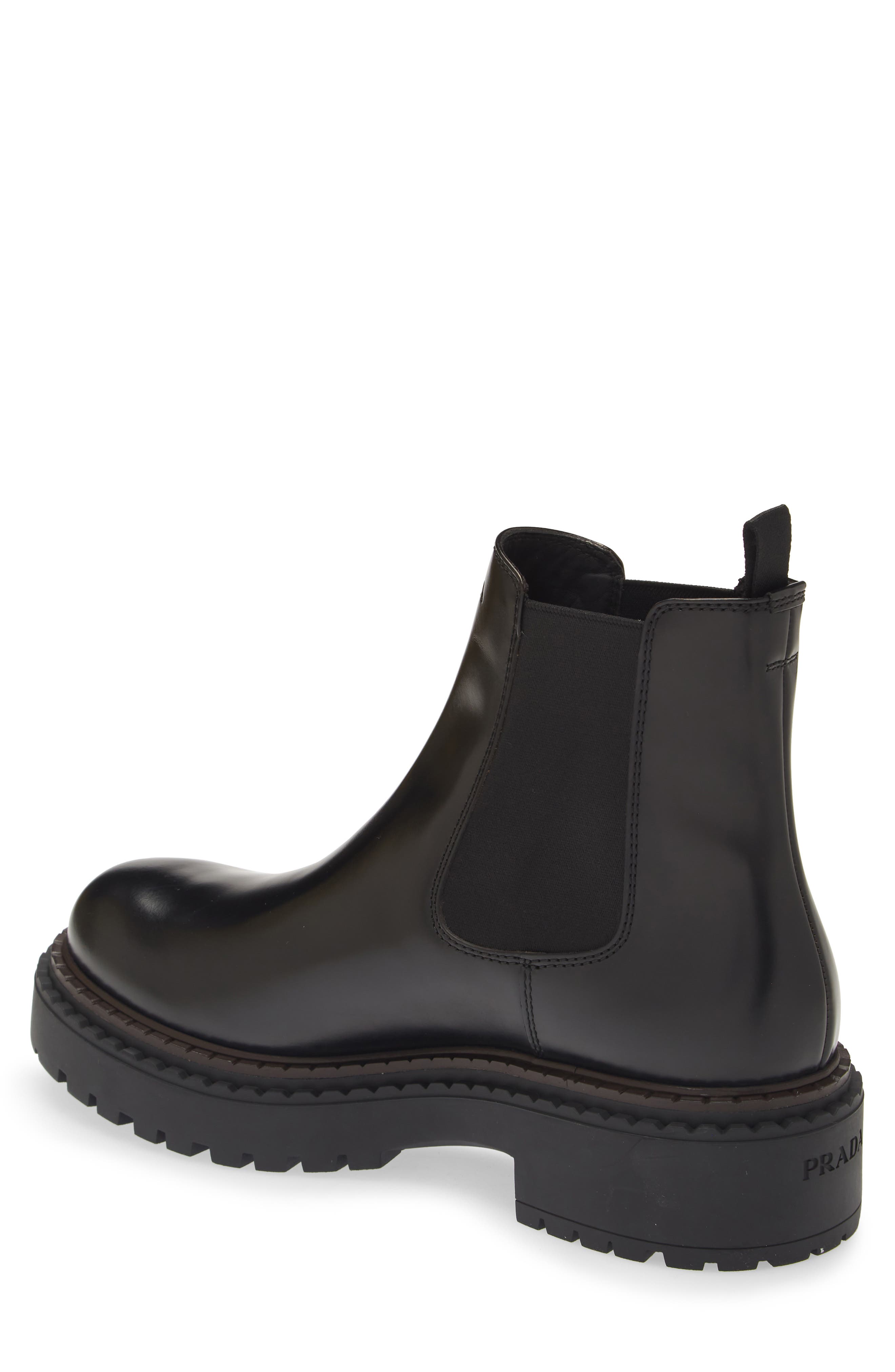 Prada Double Chocolate Chelsea Boot, Alternate, color, Nero