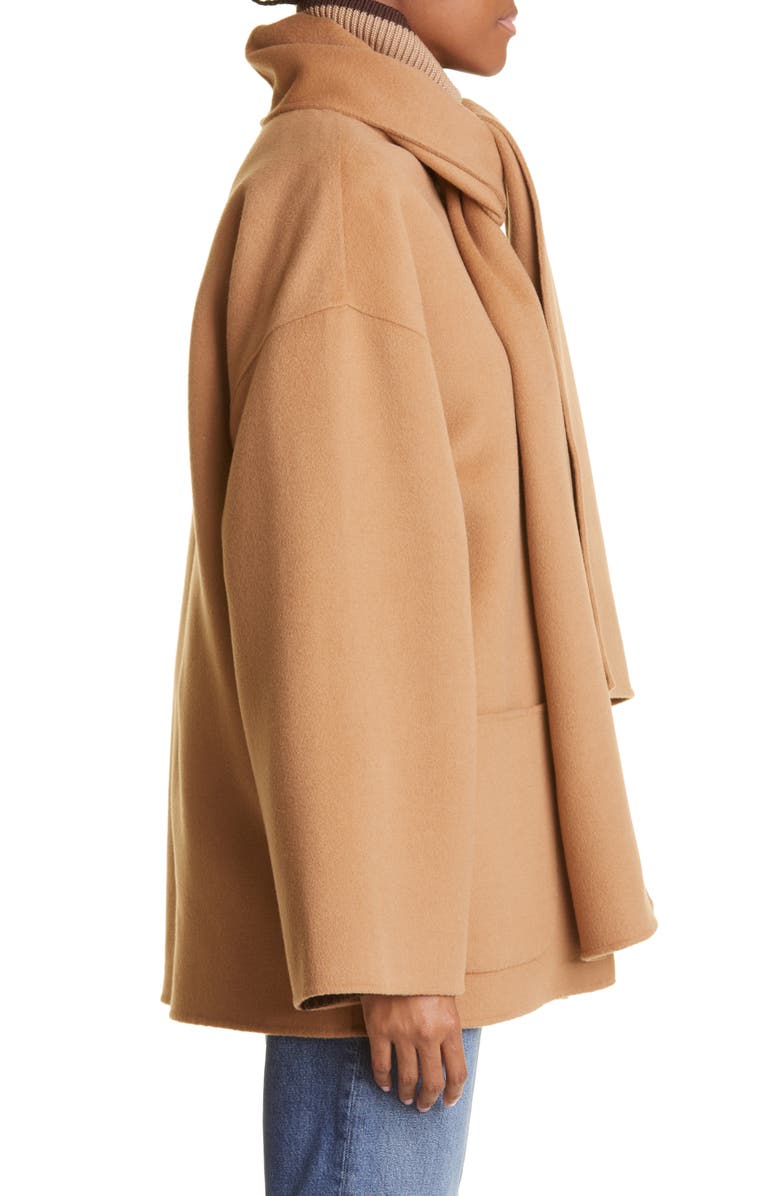 TOTEME Scarf Detail Double Face Wool Jacket, Alternate, color,