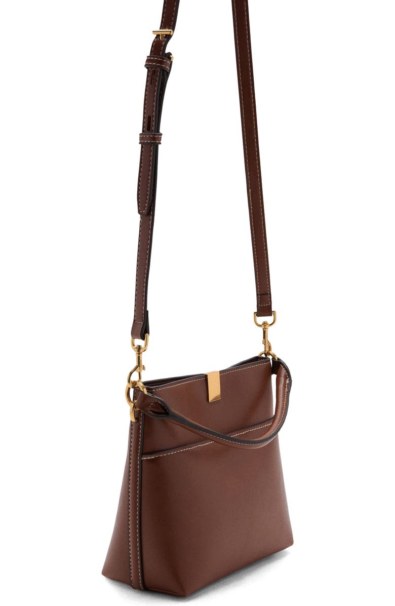 MANGO Faux Leather Bucket Bag, Alternate, color, Leather