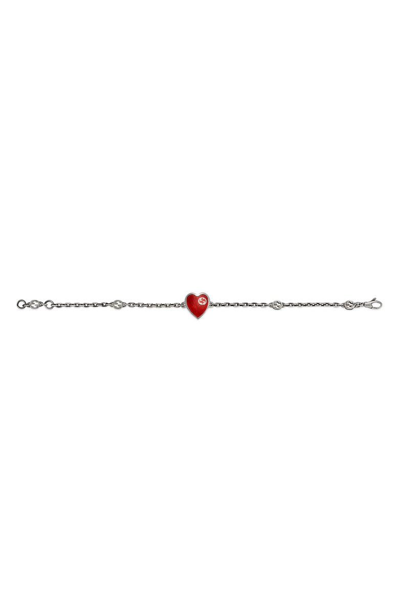 Gucci Extra Small Interlocking-G Red Heart Bracelet, Alternate, color,