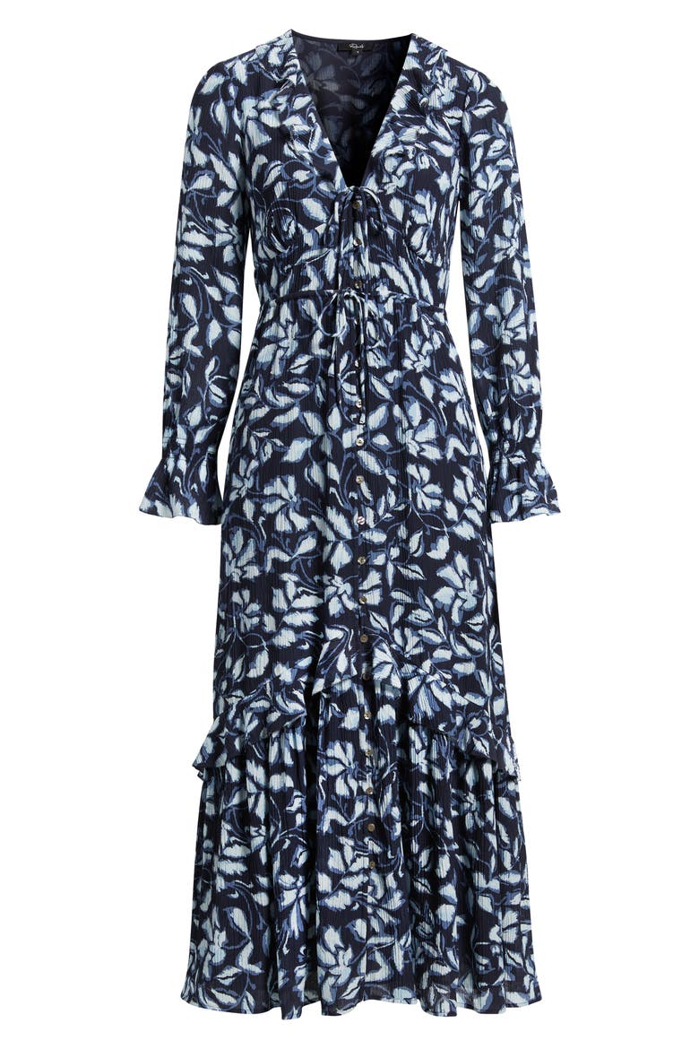 Rois Floral Ruffle Long Sleeve Maxi Dress, Alternate, color, NAVY JASMINE