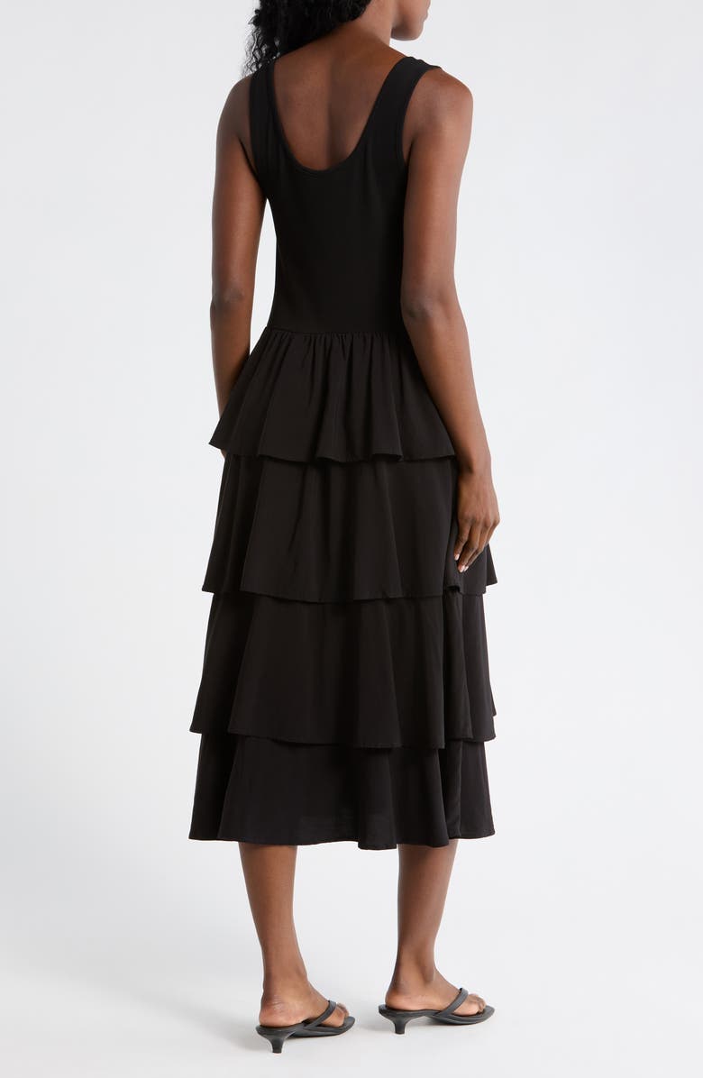 Ellen Tracy Twofer Tiered Midi Tank Dress, Alternate, color, Black