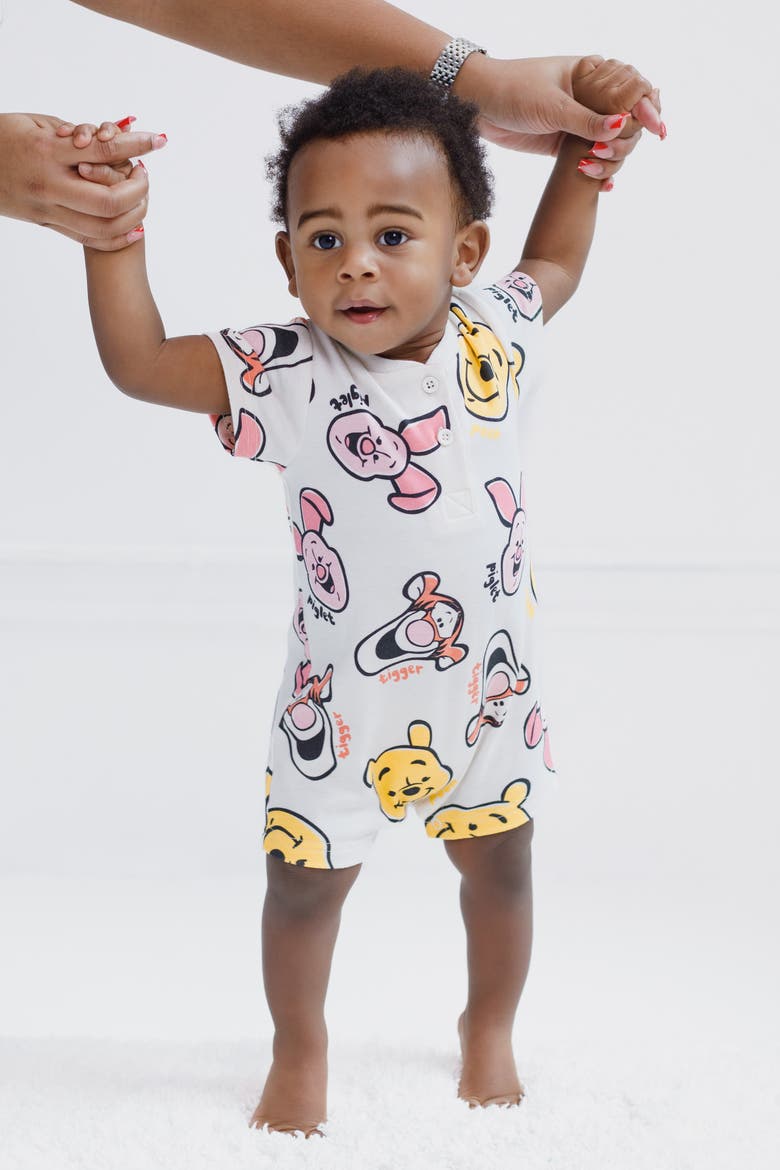 Winnie the Pooh One Piece Romper Set, Alternate, color, Winnie Yellow Cream