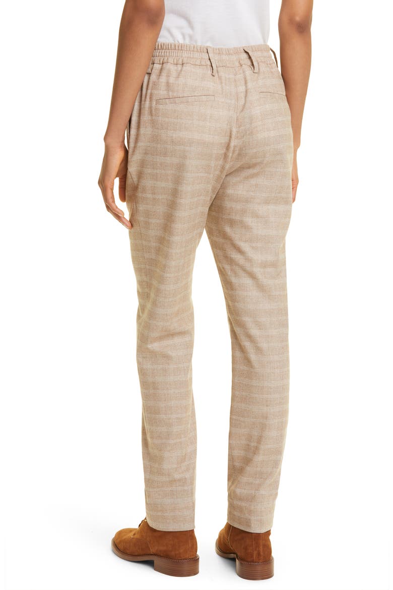 Plaid Drawstring Waist Virgin Wool Blend Pants, Alternate, color, SABBIA