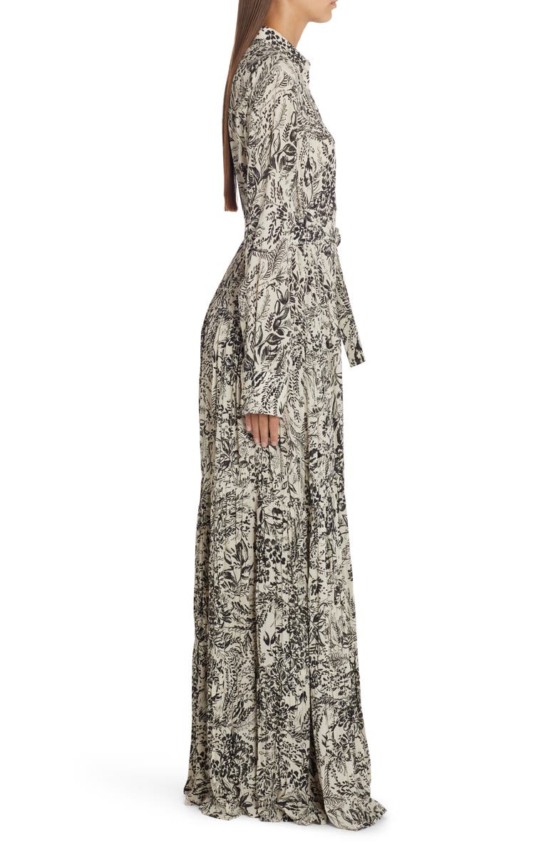 Golden Goose Botanical Print Pleated Crepe Shirtdress, Alternate, color,