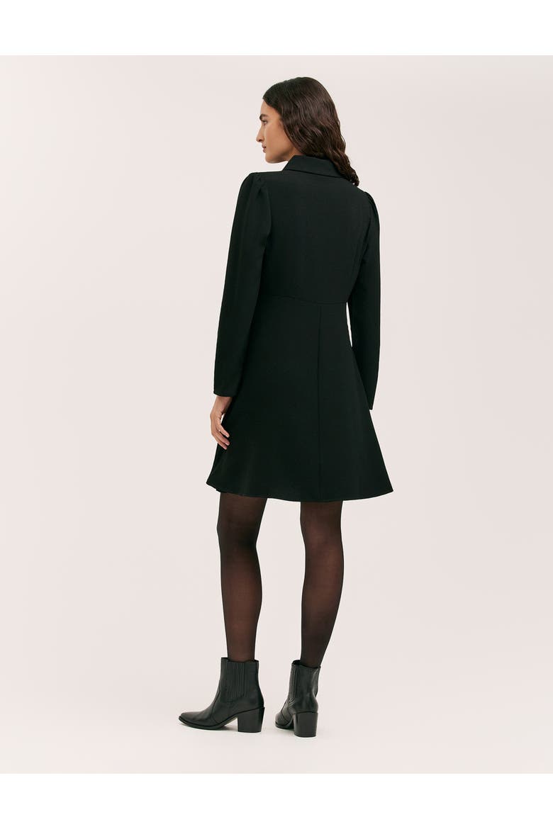Sabine Long Sleeve Collared Short Dress, Alternate, color, Black