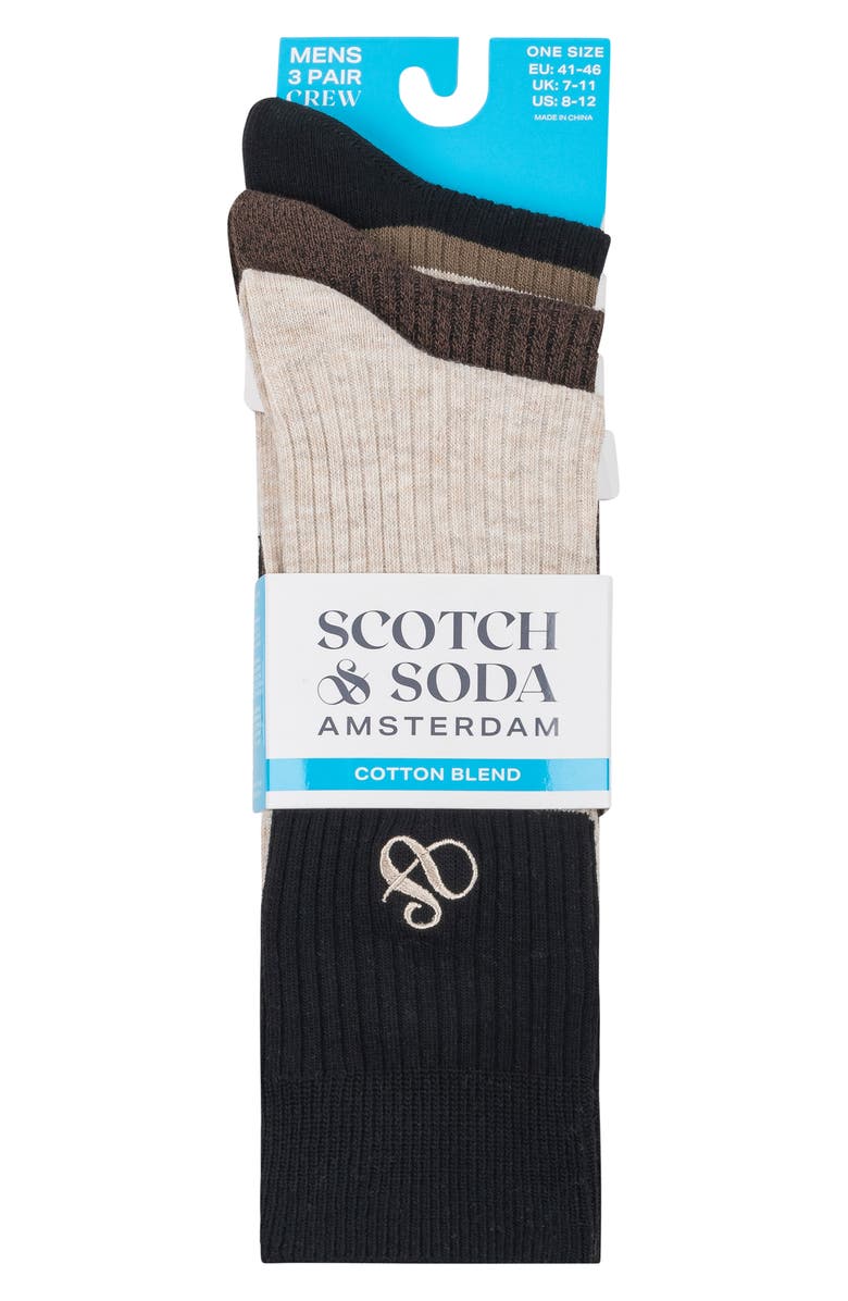 Scotch & Soda 3-Pack Crew Socks, Alternate, color, Medium Beige